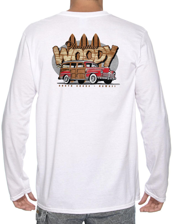 Long Sleeve T-Shirt Hawaiian Surfer's Woody Car White