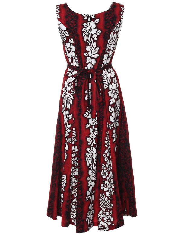 Sleeveless Long Maxi Hawaiian Dress Luna Red Royal Creations