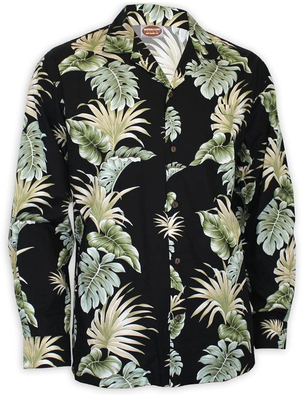 Long Sleeves Hawaii Shirt Lei of Aloha Black