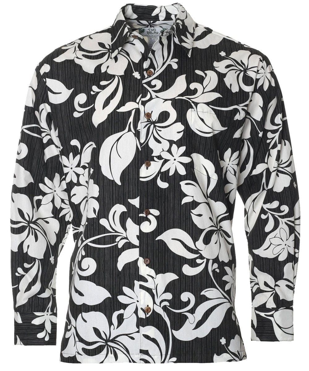 Long Sleeves Hawaiian Shirt Maui Black / S Long Sleeves Hawaiian Shirt Maui Black / S
