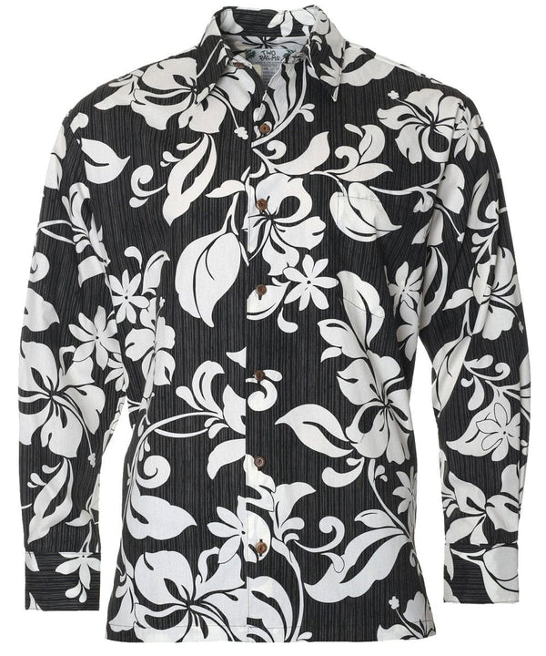 Long Sleeves Hawaiian Shirt Maui Black