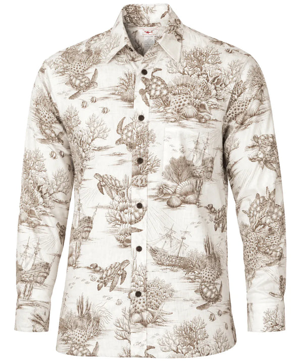 Coral Voyage Hawaiian Shirt Long Sleeves