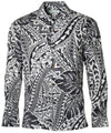 Long Sleeves Hawaiian Shirt Tribal Malama Black