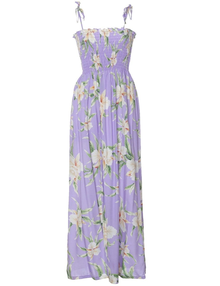 Long Smock Tube Top Dress Malana Orchids Lilac / Fits XS to XL (2-16) Long Smock Tube Top Dress Malana Orchids Lilac / Fits XS to XL (2-16)