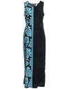 Long Maxi Dress Side Design Prince Kuhio Sleeveless Black-Blue Light Blue