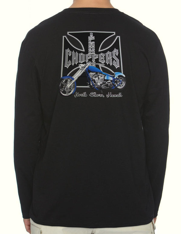 Island Choppers Hawaiian Long Sleeve T-Shirt Black Shaka Time Hawaii