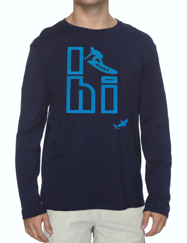 Long Sleeves Sweatshirt Tee I Surf Hawaii Navy