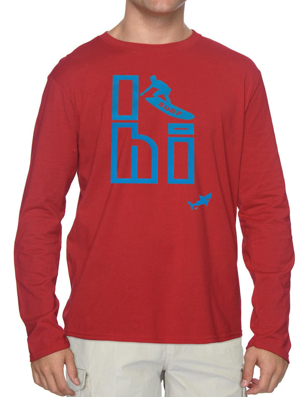 Long Sleeves Sweatshirt Tee I Surf Hawaii Red