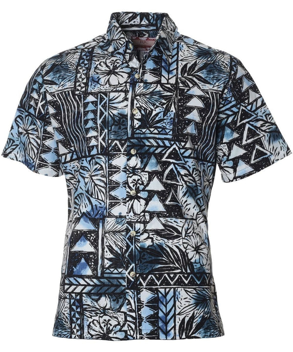 Lucky Lau Button-Up Dress Aloha Shirt Blue