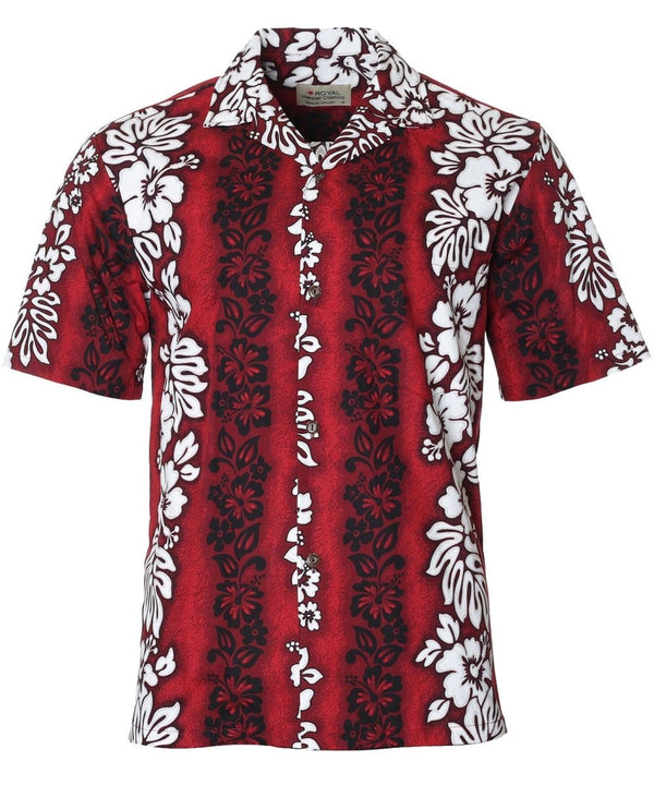 Luna Hawaiian Lei Design Beach Shirt Red