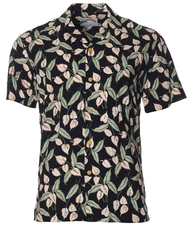 Magnum PI Mini Anthurium Hawaiian Shirt Black