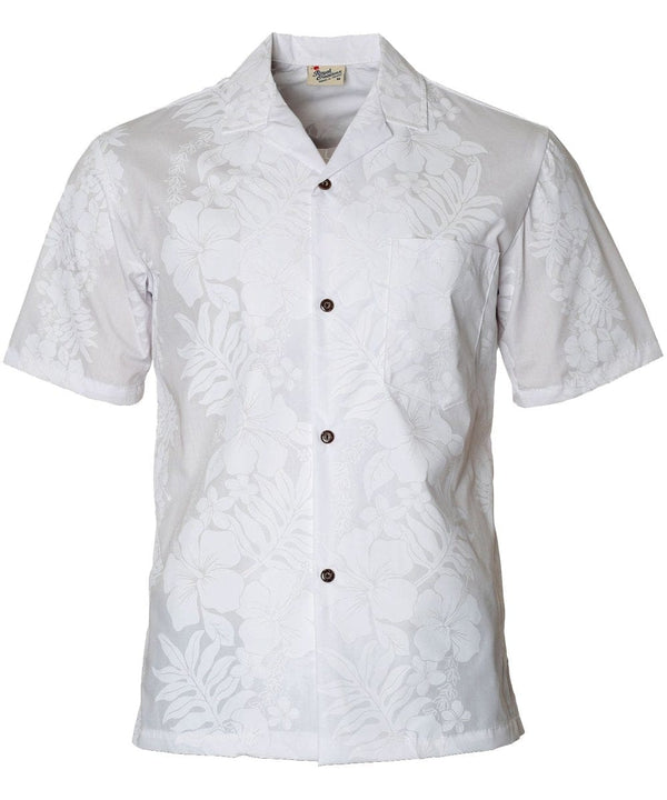 Male Wale Aloha White Shirt White