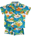 Mauna Loa Toddler Boy's Hawaiian Clothes Set Blue