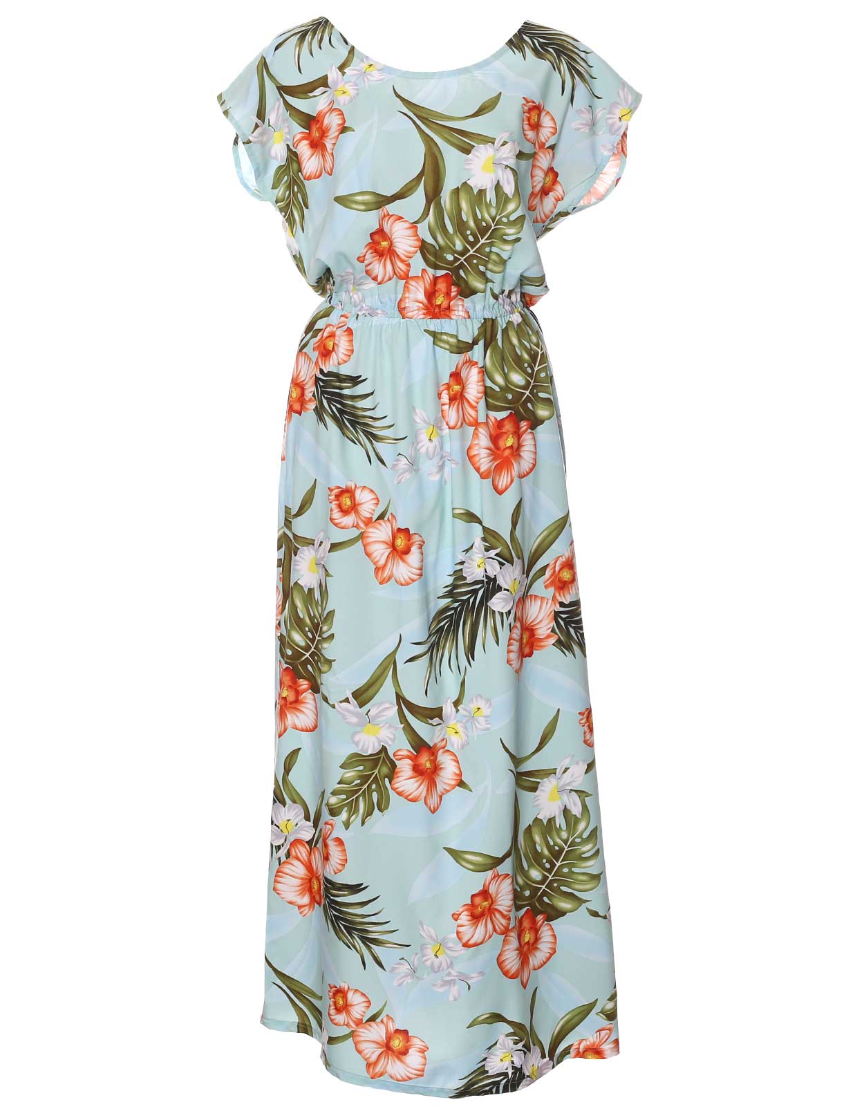 Full Length Dress Cap Sleeves Passion Orchids Light Blue / L Full Length Dress Cap Sleeves Passion Orchids Light Blue / L