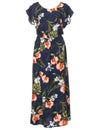 Full Length Dress Cap Sleeves Passion Orchids Navy