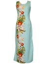 Maxi Long Dress Orchids Koloa Aloha Aqua