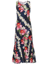 Maxi Long Navy Dress Hawaiian Orchid Panel Navy