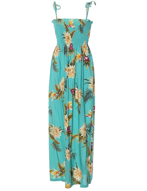 Maxi Smock Hawaiian Dress Island Ceres Green Fits XS to XL (2-16)