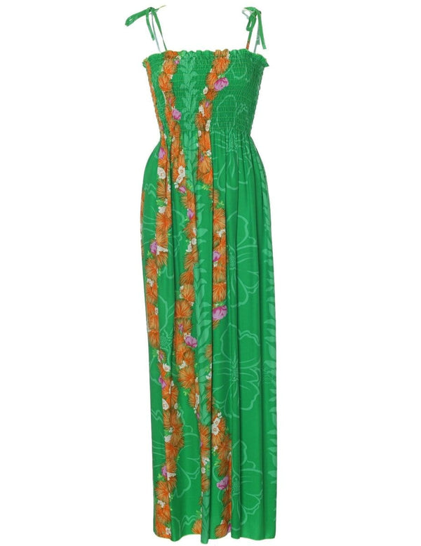 Maxi Smock Long Dress Ohia Green Fits XS to XL (2-16)