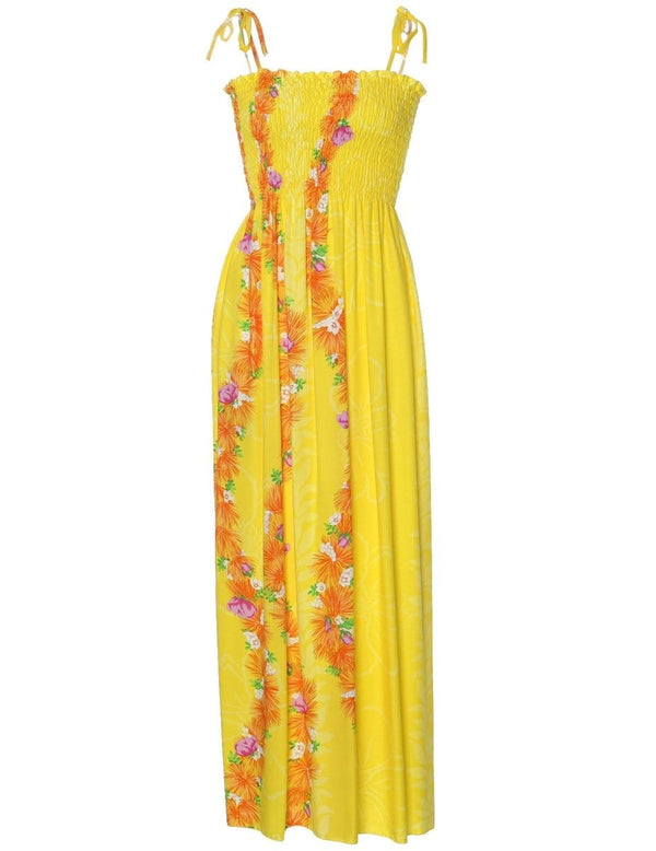 Maxi Smock Long Dress Ohia Yellow Fits XS to XL (2-16)