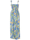 Maxi Smock Top Hawaiian Dress Island Tuberose Ocean Blue Fits XS to XL (2-16)