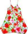 Mega Hibiscus Girls Dress with Scarf Hem Aqua