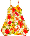 Mega Hibiscus Girls Dress with Scarf Hem Cream