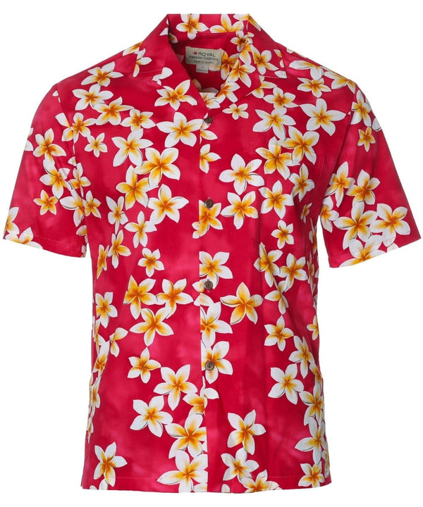 Men Aloha Shirt Tropical Island Plumeria Pink