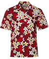 Men Aloha Shirt Tropical Island Plumeria Red