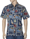 Portlock Button-Up Dress Hawaiian Shirt Navy Royal Creations