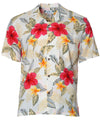 Men Hawaiian Shirt Ula Ula Hibiscus Cream Two Palms