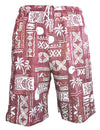 Cotton Hawaiian Printed Shorts Kapena Red