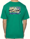 Hawaiian Islands Map Cool T-Shirt Design Green Shaka Time Hawaii