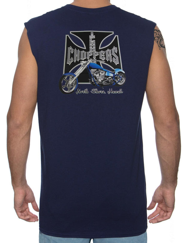 Island Chopper Motorcycle Muscle Tee Navy