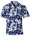 Men's Hawaiian Shirt Hanalei Hibiscus Navy