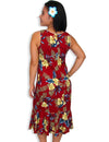 Midi Sleeveless Red Hawaiian Dress Okalani