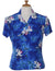 Midnight Orchid Hawaiian Fitted Blouse Blue