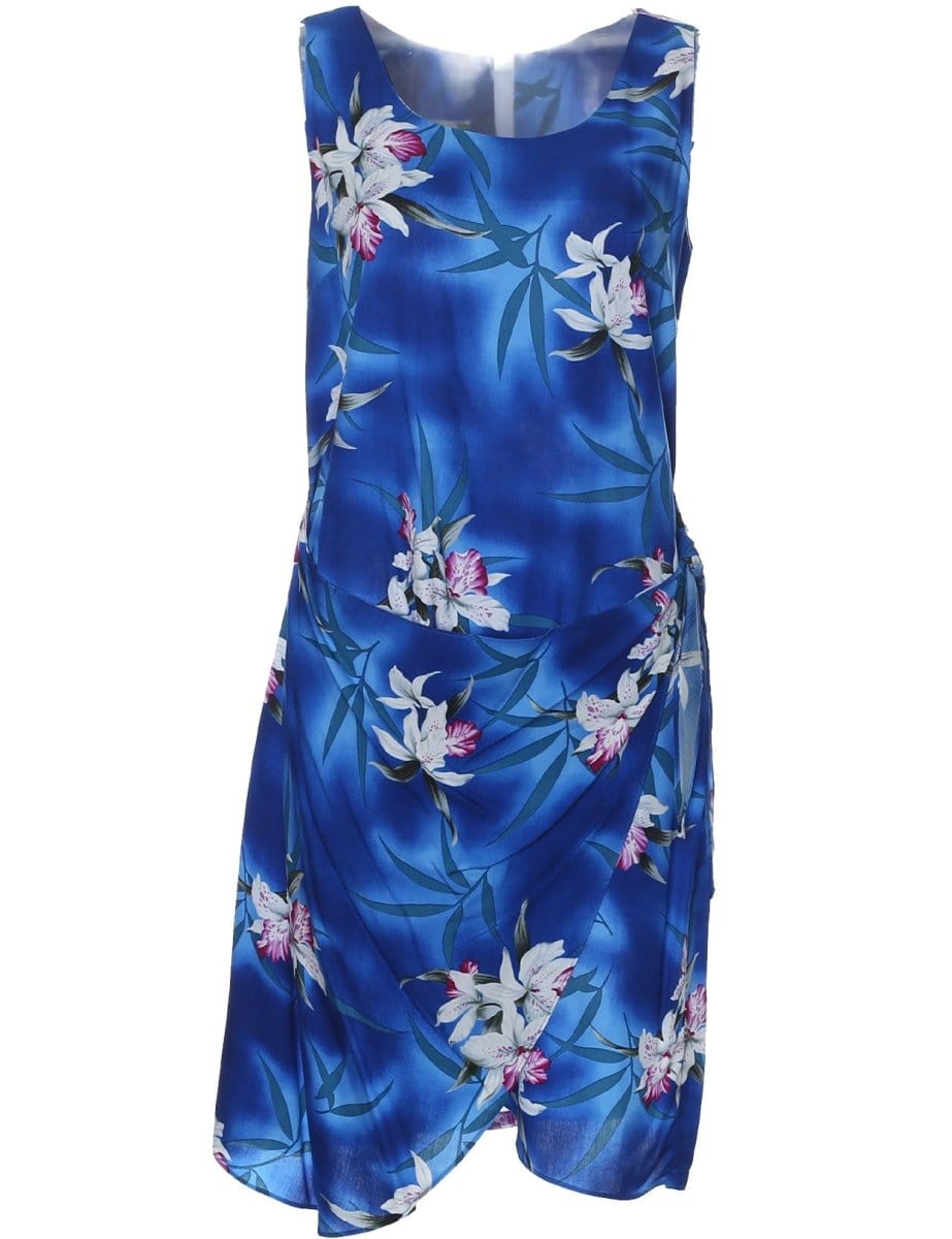 Midnight Orchid Short Sarong Dress Blue / S Midnight Orchid Short Sarong Dress Blue / S