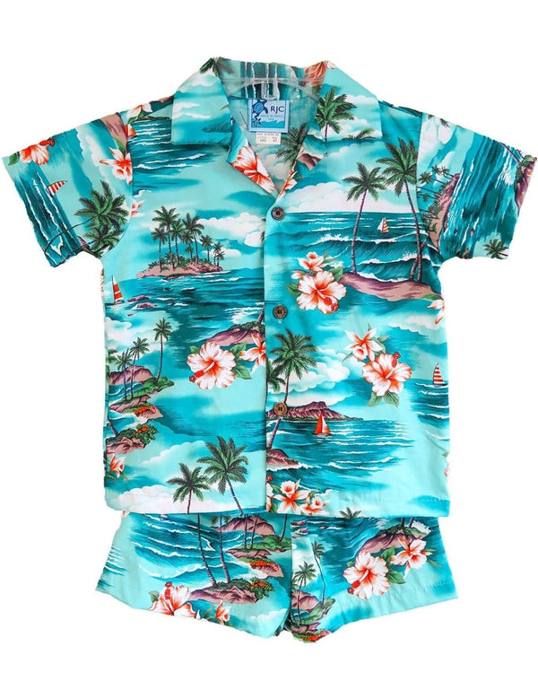 Mini Island Toddler Boy's Clothes Set Teal