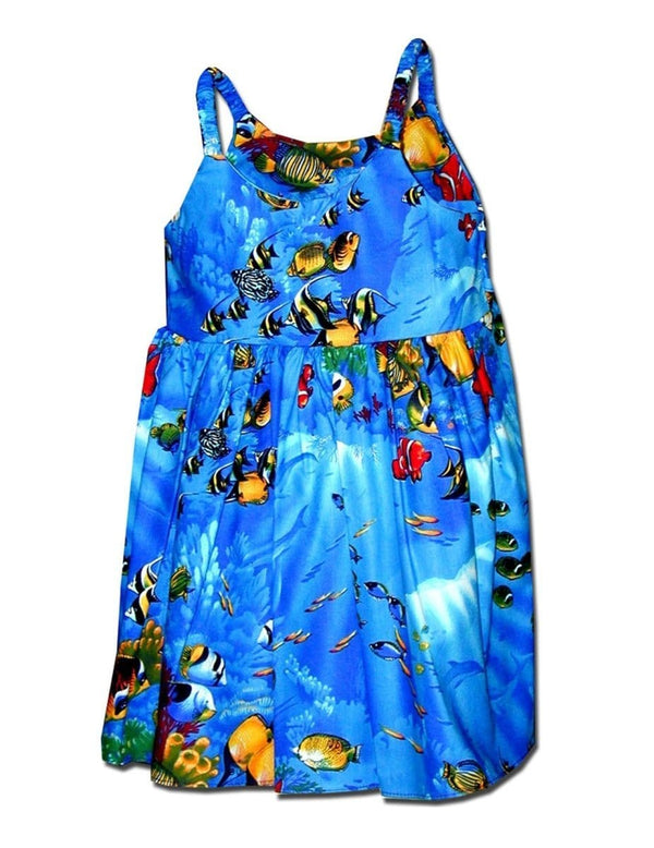Molokini Sea Life Bungee Straps Girls Sundress Blue