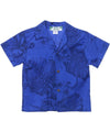 Monstera Boys Aloha Shirt Blue Two Palms