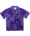 Monstera Boys Aloha Shirt Purple Two Palms
