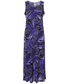 Monstera Ink Long Maxi Knit Hawaiian Dress Purple