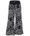 Monstera Palazzo Wide-Leg Pants Black