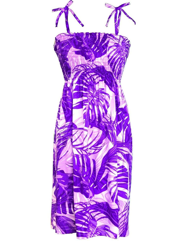 Monstera Paradise Smock Dress Purple