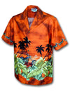 Motorcycle Tropics Aloha Shirt Rust