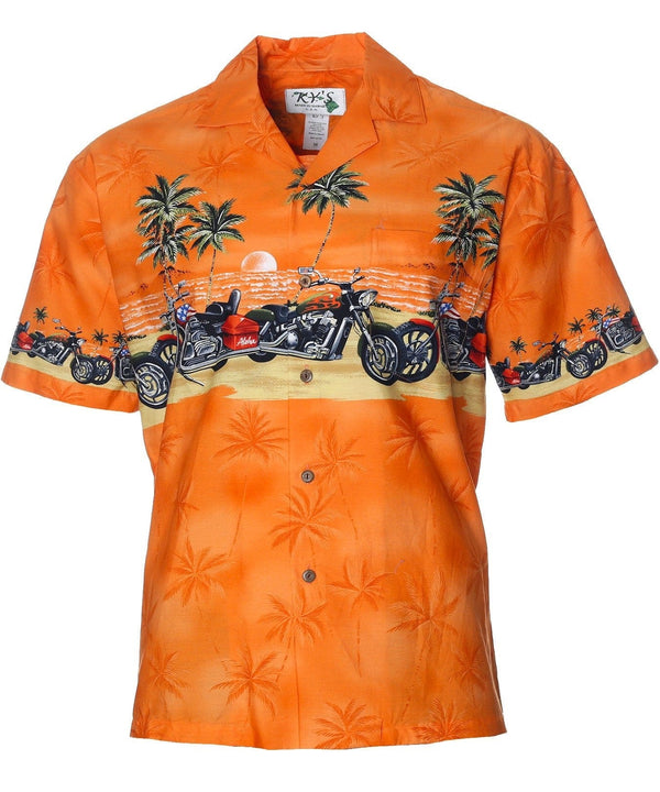 Motorcycles Moonlight Border Hawaiian Shirt Orange