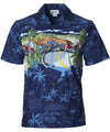 Motorcycles Saloon Hawaiian Shirt Navy