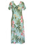 Nalani Long Rayon Hawaiian Dress Maxi V-Neck Tea Length Aqua