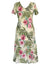 Nalani Long Rayon Hawaiian Dress Maxi V-Neck Tea Length Beige